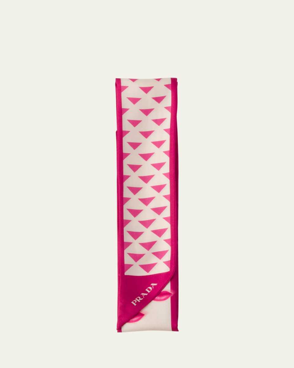 Symbole Degrade Mouth Printed Twill Skinny Scarf